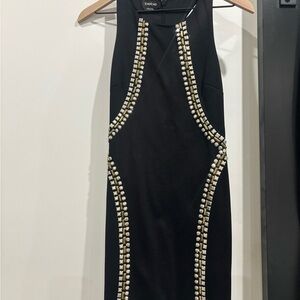 Bebe Black Dress with Gold Accents